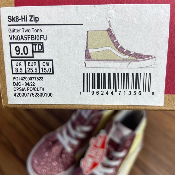 🆕 Vans Sk8-Hi Zip glitter girls sneakers - Picture 13 of 14
